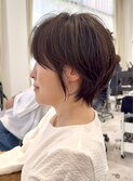 前髪長め  縮毛矯正毛 丸み ショートボブ