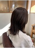 艶ブラウンの外ハネミディアム