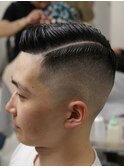 サイドパートスキンフェードカットシェービング吉祥寺理容室