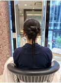 結婚式お呼ばれヘアカチモリヘアタイトシニヨン銀座