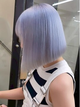 プネル 渋谷(PUNEL) 渋谷 ペールブルー アイスラベンダー　モードボブ　ケアブリーチ