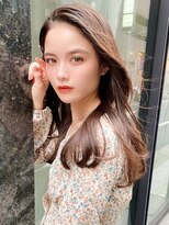 シルクレイ 吉祥寺店(Silk-lei)&nbsp;顔型別ヘアスタイルかきあげロングマロンベージュ20代吉祥寺