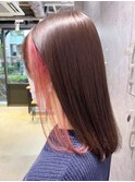 ピンクフェイスフレーミング_アースカラーくびれヘア_ba361832