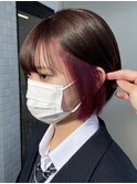 インナーカラーイヤリングカラーハイライトミニボブケアブリーチ