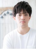 アッシュブラック無造作メンズパーマショートf戸田公園