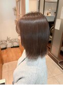 切りっぱなしボブ×マロンベージュ