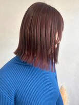 ミュラ(mulah)&nbsp;切りっぱなしミディアム前下がりボブ＊チェリーレッド暖色カラー