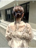 薬院　顔まわりレイヤーカット　ヘアセット　ブリーチなしカラー
