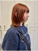 20代30代ミディアムレイヤーオレンジブリーチダブルカラー