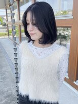 エムサロン 前橋川原(emusalon)&nbsp;ブルーグレー/レイヤーボブ/顔まわりカット