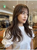 ロングヘア#ベージュ#まろやかベージュ#くすみカラー#前髪カット