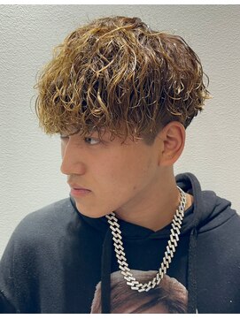 ニアウ 伊勢崎連取店(Niau) ベージュカラーメンズ波巻きツイストスパイラルパーママッシュ