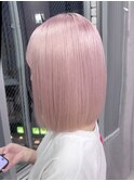 ピンクベージュ/ミディアムヘア/ケアブリーチ