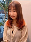 韓国ヘア　レイヤーカット　前髪あり　