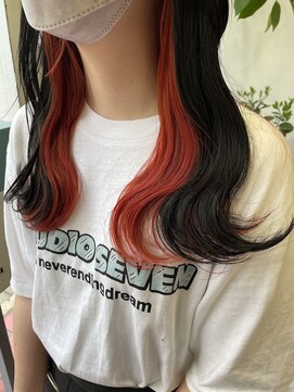 アン(Hair make un) 【インナーカラー♪♪】オレンジカラー♪♪