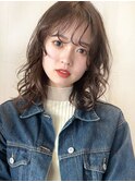 ゆるふわウェーブパーマ デジタルパーマ 束感バング 前髪パーマ