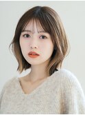 エアリーロング 美髪 ピンクブラウン 切りっぱなしボブ