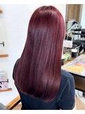 〇赤髪 ワインレッド ボルドー 艶カラー 韓国ヘア