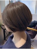 40代50代大人丸みショートカット髪質改善オリーブベージュ