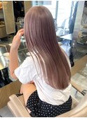 ブリーチなしダブルカラーピンクベージュミディアムボブ20代