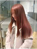 コーラルピンクベージュダブルカラーケアブリーチ暖色カラー艶髪