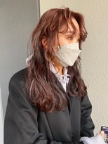 モルニ(MORNI)&nbsp;レッドカラー_マロンベージュ Aラインボブ かきあげ