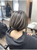 脱白染め/バレイヤージュ/ショートボブ/グレージュ/大船駅大船