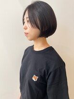スノッブアーティ(SNOB ARTY) ミニボブフロントレイヤー黒髪センターパートボブ広島市美容院
