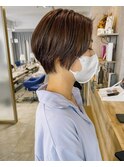 大人ショートボブひし形ショートカット前下がりショート前髪なし