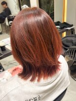 ロンドエニカ 大宮(Lond enika)&nbsp;オレンジカラーフェミニンロング似合わせカットレイヤーボブ