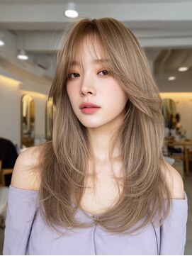 クレビア 名古屋(CreBiA) 大人レイヤー/ハッシュカット/透明感ミルクティーベージュ