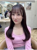 くびれヘア/顔周り/韓国/レイヤーカット/黒髪/ロング/前髪