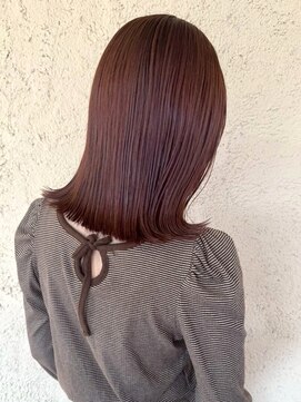 プリモ ココ 鍋島店(Primo coco.) 外ハネミディアム チェリーレッド チェリーピンク 艶髪 美髪