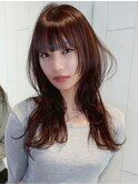 ウルフレイヤー韓国ヘアロング前髪カット_ba573141