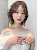 say.ショートボブ耳掛けショートイメチェンスモーキーカラー
