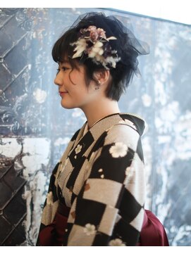 ニコヘアー(niko hair) 卒業式ショートのヘアアレンジ▽LINEID@vey3047y