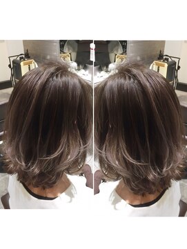 トルネード(TORNADO) 外国人風ボブ ハイライトグラデーション グレージュ 外ハネ