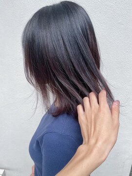 モルニ(MORNI) ラベンダーカラー_マロンベージュ Aラインボブ かきあげ