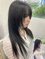 ヘアー アレス(hair ales)&nbsp;黒髪 ウルフヘア ロングレイヤー エクステ シールエクステ