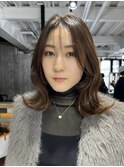 小顔カット ミディアムヘア フェイスレイヤー【山崎 輝】