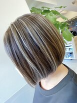ブラウン(Brown) 丸っと可愛いボブ★白髪ぼかしハイライトカラー