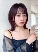 前髪顔周りくびれミディアムレイヤー韓国ヘア