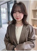 顔周りカット ブラウンアッシュ くびれヘア 前髪カット 10代20代