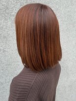 オレンジペコ(orange peco)&nbsp;オレンジブラウン ボブ 髪質改善トリートメント 20代 縮毛矯正