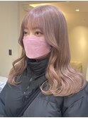 3198ゆる巻きロングビビッドカラーシアーグレージュウザバング