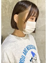 ラボヌールヘアー 札幌店(La Bonheur hair etoile) 【熊澤】ミルクティーベージュイヤリングカラー×ミニボブ