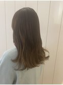 ミルクティーアッシュハイトーン透明感グレージュ極細ハイライト