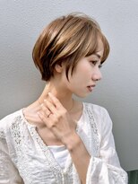 前髪あり耳掛け丸みくびれショートボブ20代30代40代50代(蘭)
