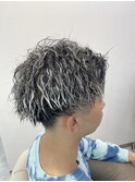 ホワイトメッシュ×ツイストパーマ