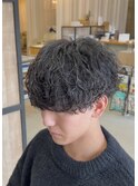 刈り上げツーブロック波巻きスパイラルパーマメンズマッシュ